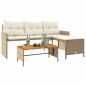 vidaXL Sofá de jardín en forma de L con mesa y cojines ratán PE beige vidaXL Sofá de jardín en forma de L con mesa y cojines ratán PE beige