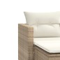 vidaXL Sofá de jardín 2 plazas con toldo y taburetes ratán PE beige vidaXL Sofá de jardín 2 plazas con toldo y taburetes ratán PE beige