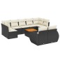 vidaXL Set de sofás de jardín 10 pzas cojines ratán sintético negro vidaXL Set de sofás de jardín 10 pzas cojines ratán sintético negro