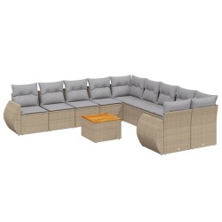 vidaXL Set de sofás de jardín 11pzas con cojines ratán sintético beige
