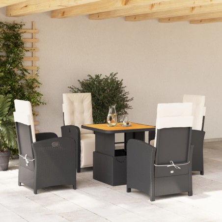 vidaXL Set de muebles jardín 5 pzas con cojines ratán sintético negro
