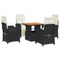 vidaXL Set de muebles jardín 5 pzas con cojines ratán sintético negro vidaXL Set de muebles jardín 5 pzas con cojines ratán sintético negro