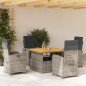 vidaXL Set comedor de jardín 5 piezas con cojines ratán sintético gris vidaXL Set comedor de jardín 5 piezas con cojines ratán sintético gris