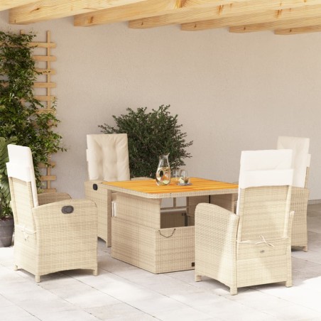 vidaXL Set comedor de jardín 5 pzas con cojines ratán sintético beige