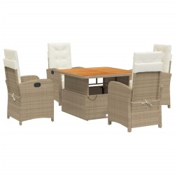 vidaXL Set comedor de jardín 5 pzas con cojines ratán sintético beige