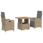 vidaXL Set comedor de jardín 3 pzas con cojines ratán sintético beige vidaXL Set comedor de jardín 3 pzas con cojines ratán sintético beige