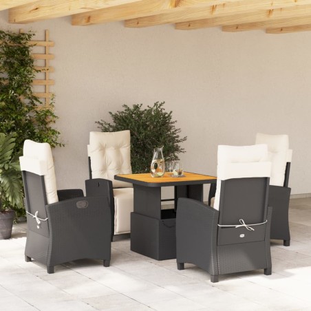 vidaXL Set de muebles jardín 5 pzas con cojines ratán sintético negro