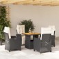 vidaXL Set de muebles jardín 5 pzas con cojines ratán sintético negro vidaXL Set de muebles jardín 5 pzas con cojines ratán sintético negro