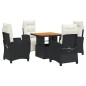vidaXL Set de muebles jardín 5 pzas con cojines ratán sintético negro vidaXL Set de muebles jardín 5 pzas con cojines ratán sintético negro