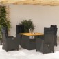 vidaXL Set de muebles jardín 5 pzas con cojines ratán sintético negro