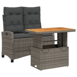 vidaXL Juego de comedor jardín 2 pzas con cojines ratán sintético gris