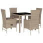 vidaXL Set comedor de jardín 5 pzas con cojines ratán sintético beige vidaXL Set comedor de jardín 5 pzas con cojines ratán sintético beige