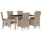 vidaXL Set comedor de jardín 7 pzas con cojines ratán sintético beige vidaXL Set comedor de jardín 7 pzas con cojines ratán sintético beige