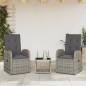 vidaXL Set comedor de jardín 3 piezas con cojines ratán sintético gris vidaXL Set comedor de jardín 3 piezas con cojines ratán sintético gris