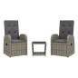 vidaXL Set comedor de jardín 3 piezas con cojines ratán sintético gris vidaXL Set comedor de jardín 3 piezas con cojines ratán sintético gris