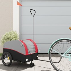 vidaXL Remolque para bicicleta hierro negro y rojo 30 kg