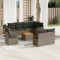 vidaXL Set de muebles de jardín 9 pzas y cojines ratán sintético gris