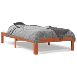 vidaXL Estructura de cama madera maciza de pino marrón cera 90x200 cm