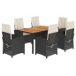 vidaXL Set de comedor de jardín 7 pzas y cojines ratán sintético negro vidaXL Set de comedor de jardín 7 pzas y cojines ratán sintético negro