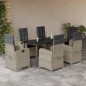 vidaXL Set comedor jardín 7 pzas y cojines ratán sintético gris claro vidaXL Set comedor jardín 7 pzas y cojines ratán sintético gris claro