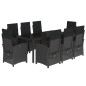 vidaXL Set de comedor de jardín 9 pzas y cojines ratán sintético negro vidaXL Set de comedor de jardín 9 pzas y cojines ratán sintético negro