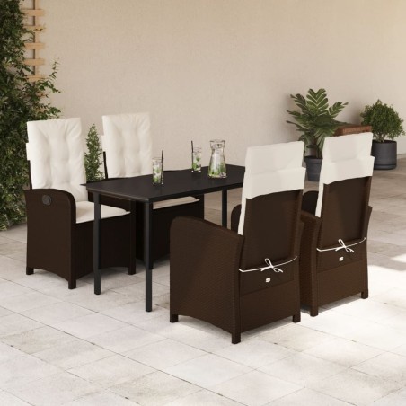 vidaXL Set comedor de jardín 5 piezas y cojines ratán sintético marrón
