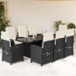 vidaXL Set de comedor de jardín 9 pzas y cojines ratán sintético negro vidaXL Set de comedor de jardín 9 pzas y cojines ratán sintético negro