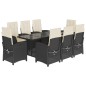 vidaXL Set de comedor de jardín 9 pzas y cojines ratán sintético negro vidaXL Set de comedor de jardín 9 pzas y cojines ratán sintético negro