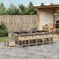 vidaXL Set comedor de jardín con cojines 15 pzas ratán sintético beige vidaXL Set comedor de jardín con cojines 15 pzas ratán sintético beige