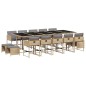 vidaXL Set comedor de jardín con cojines 15 pzas ratán sintético beige vidaXL Set comedor de jardín con cojines 15 pzas ratán sintético beige