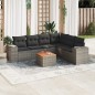 vidaXL Set de sofás de jardín 7 piezas con cojines ratán PE gris vidaXL Set de sofás de jardín 7 piezas con cojines ratán PE gris