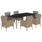 vidaXL Set comedor de jardín 7 pzas con cojines ratán sintético beige vidaXL Set comedor de jardín 7 pzas con cojines ratán sintético beige