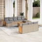 vidaXL Set de sofás de jardín 11pzas con cojines ratán sintético beige vidaXL Set de sofás de jardín 11pzas con cojines ratán sintético beige