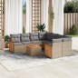 vidaXL Set de sofás de jardín 9 pzas con cojines ratán sintético beige vidaXL Set de sofás de jardín 9 pzas con cojines ratán sintético beige
