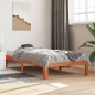 vidaXL Estructura de cama madera maciza de pino marrón cera 75x190 cm