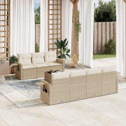 vidaXL Juego de sofás de jardín con cojines beige 8 pzas ratán PE