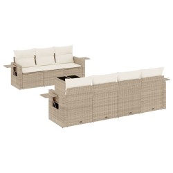 vidaXL Juego de sofás de jardín con cojines beige 8 pzas ratán PE