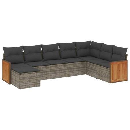 vidaXL Set de sofás de jardín 8 pzas y cojines ratán sintético gris