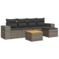 vidaXL Set de muebles de jardín 6 pzas y cojines ratán sintético gris vidaXL Set de muebles de jardín 6 pzas y cojines ratán sintético gris