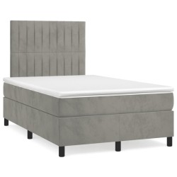 vidaXL Cama box spring con colchón terciopelo gris claro 120x200 cm 