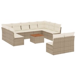 vidaXL Set de sofás de jardín 12 pzas y cojines ratán sintético marrón