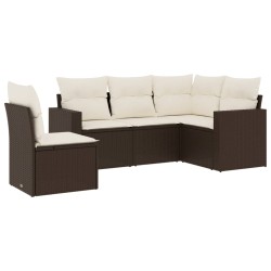 vidaXL Set comedor de jardín 5 piezas y cojines ratán sintético marrón