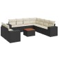 vidaXL Set de sofás de jardín 10 pzas cojines ratán sintético negro vidaXL Set de sofás de jardín 10 pzas cojines ratán sintético negro
