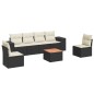 vidaXL Set de comedor de jardín 7 pzas y cojines ratán sintético negro vidaXL Set de comedor de jardín 7 pzas y cojines ratán sintético negro