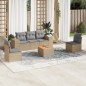 vidaXL Juego de sofás jardín con cojines 6 pzas ratán sintético beige vidaXL Juego de sofás jardín con cojines 6 pzas ratán sintético beige