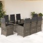 vidaXL Set comedor jardín 9 pzas y cojines ratán sintético gris vidaXL Set comedor jardín 9 pzas y cojines ratán sintético gris
