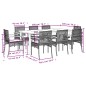 vidaXL Set comedor jardín 9 pzas y cojines ratán sintético gris vidaXL Set comedor jardín 9 pzas y cojines ratán sintético gris