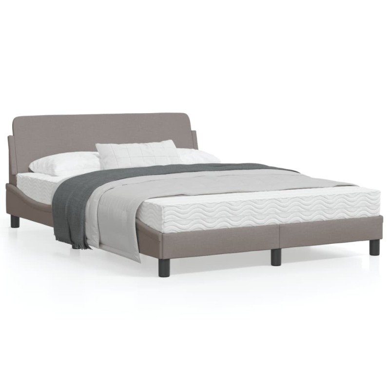vidaXL Estructura de cama con cabecero de tela gris taupe 140x190 cm vidaXL Estructura de cama con cabecero de tela gris taupe 140x190 cm
