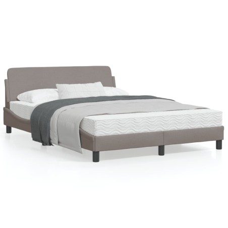 vidaXL Estructura de cama con cabecero de tela gris taupe 140x190 cm