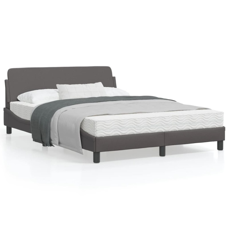 vidaXL Estructura de cama con cabecero cuero sintético gris 140x190 cm vidaXL Estructura de cama con cabecero cuero sintético gris 140x190 cm